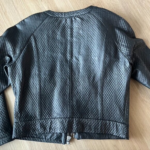 MUUBAA 100% Lamb Leather Black Moto Zip Up Jacket US Size 4 EU 36 - Picture 13 of 13